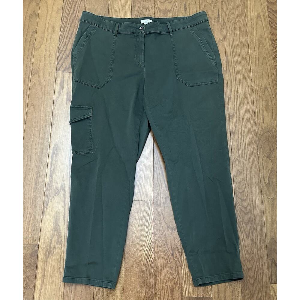 J Jill Pants Womens 16 Petite Green Utility Cargo Pockets‎ Casual Cropped NEW